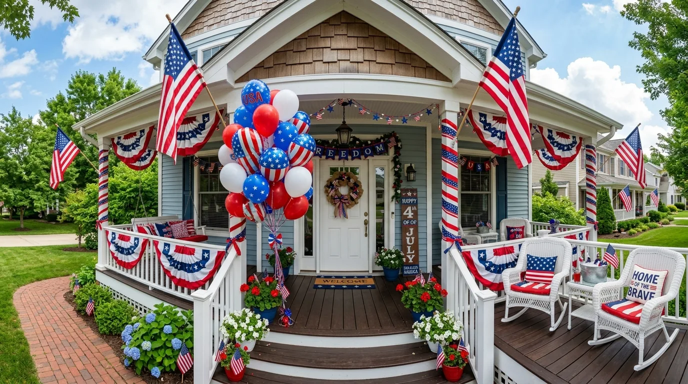 Let the porch feel like summer first for 13 Festive 4th of July Front Porch Decor Ideas in Red White and Blue