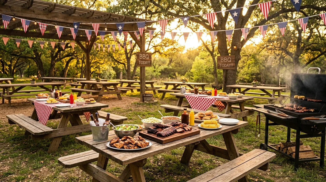 Use string lights for evening warmth for 11 Patriotic 4th of July Party Ideas for a Star-Spangled Bash