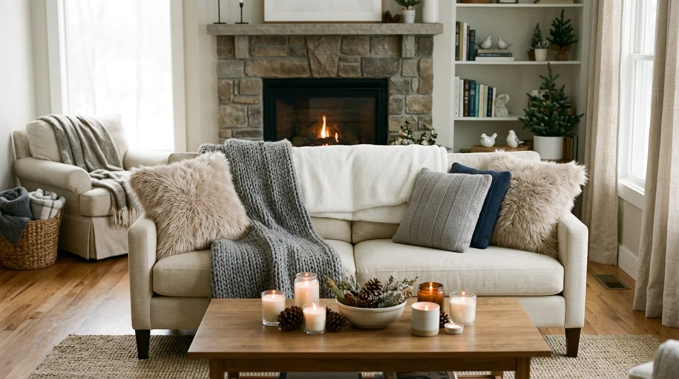 Swap festive decor for winter softness for 10 Fresh After Christmas Home Reset Ideas for the New Year