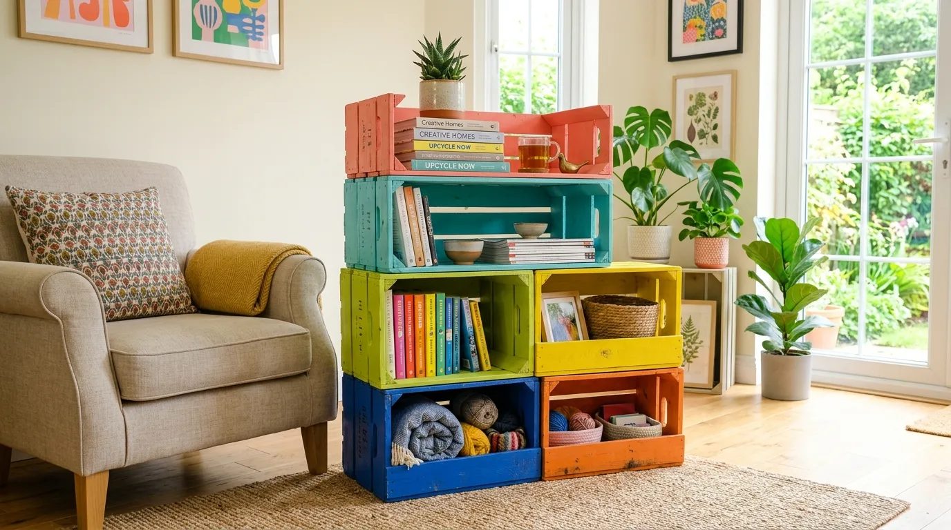 Repurpose crates and boxes for 11 Apartment Balcony Ideas for Renters on a Budget