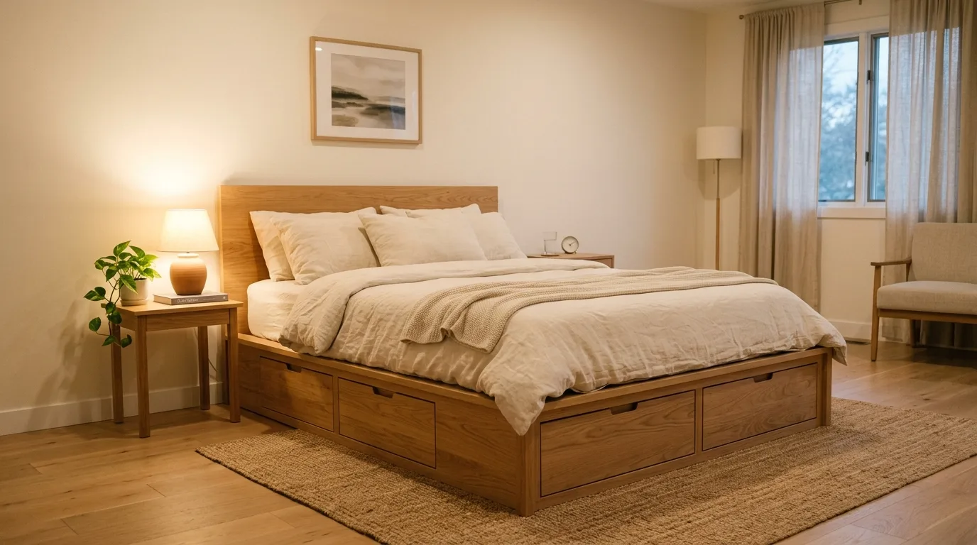 Pick a platform bed with storage for 10 Space-Saving Ways to Arrange a Bed in a Small Bedroom