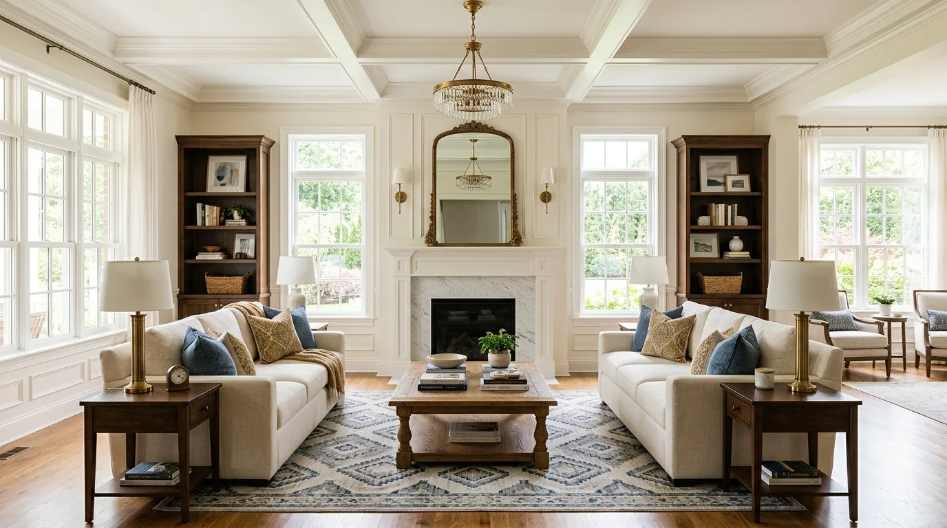 Use symmetry where it helps for 13 Essential Tips to Arrange Furniture in a Small Living Room