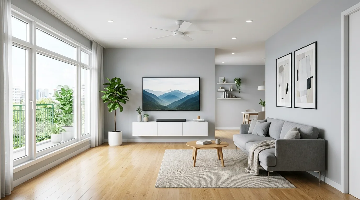 Mount the TV if possible for 13 Essential Tips to Arrange Furniture in a Small Living Room