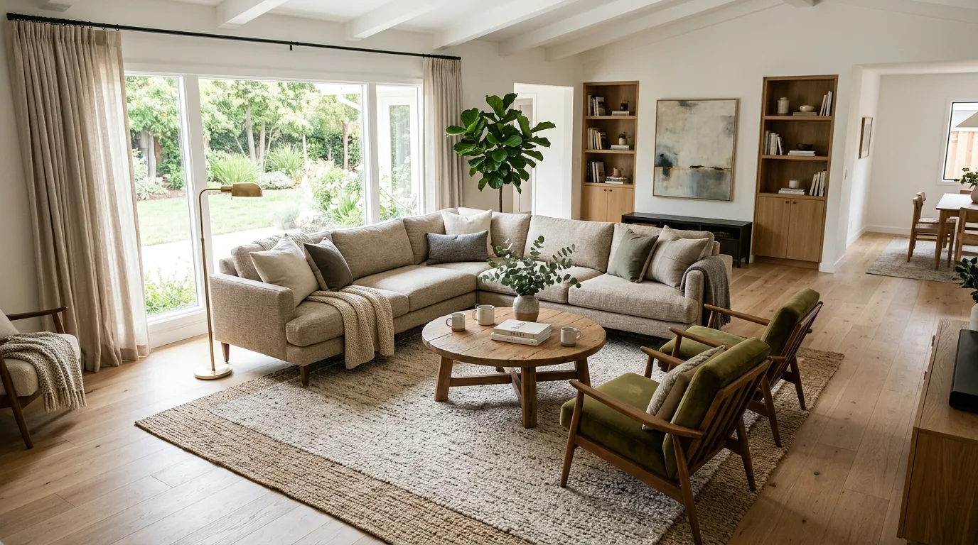 Float furniture when walls are limiting for 12 Clever Ways to Arrange Furniture in an Awkward Living Room