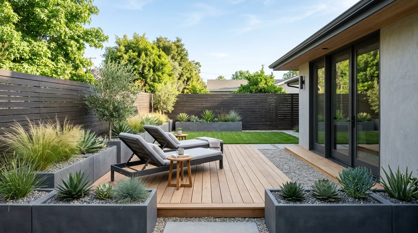 Use one clean patio or deck as an anchor for 12 Stunning Backyard Landscape Design Ideas to Transform Your Yard