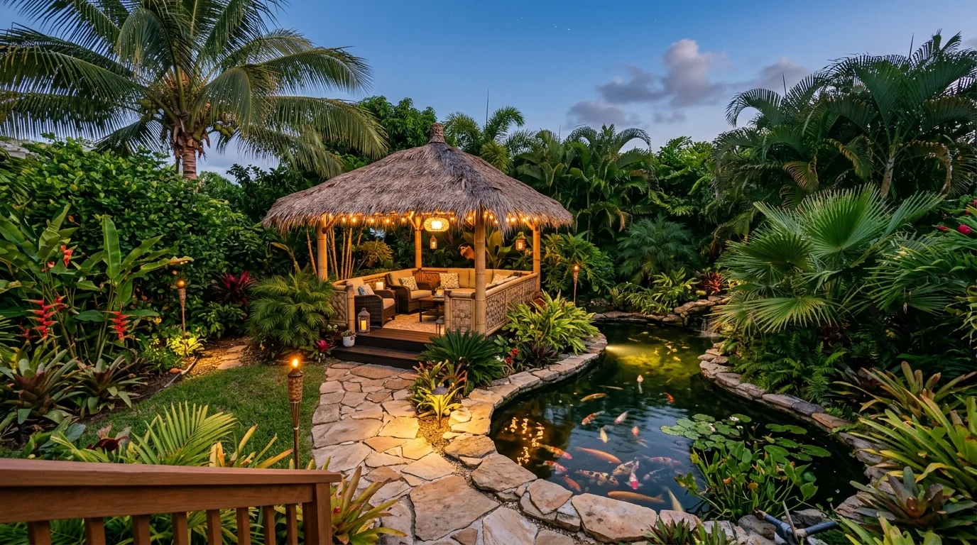 Try a tropical corner for escape energy for 12 Stunning Backyard Landscape Design Ideas to Transform Your Yard