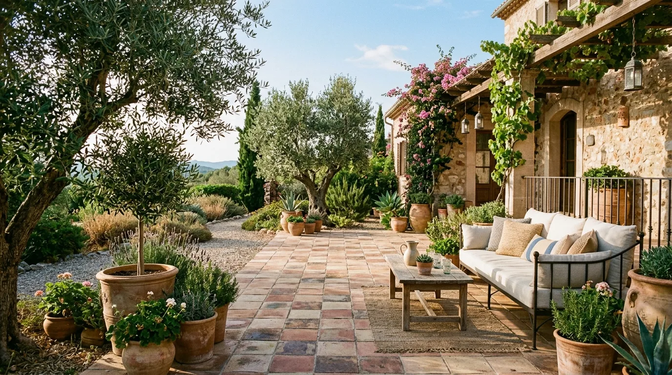 Use terracotta and stone for Mediterranean warmth for 12 Stunning Backyard Landscape Design Ideas to Transform Your Yard