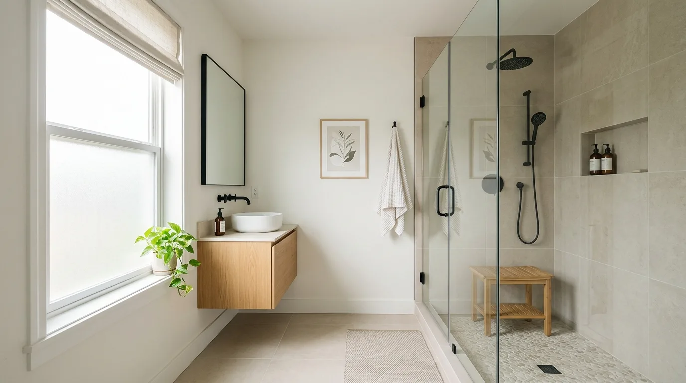 Keep the layout visually open for 12 Inspiring Bathroom Decor Ideas for a Spa-Like Feel