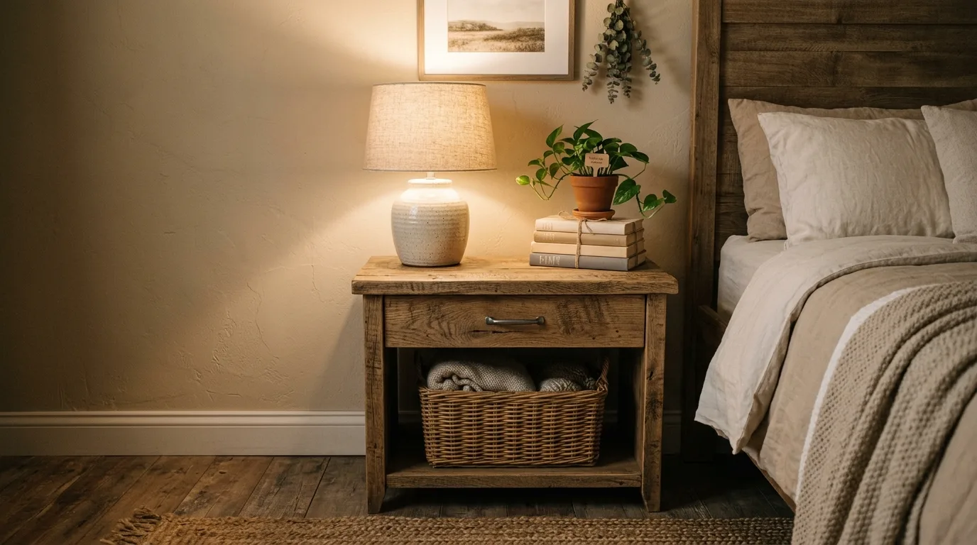 Stack a couple of books for easy layering for 10 Beautiful Nightstand Decor Ideas for a Polished Bedroom