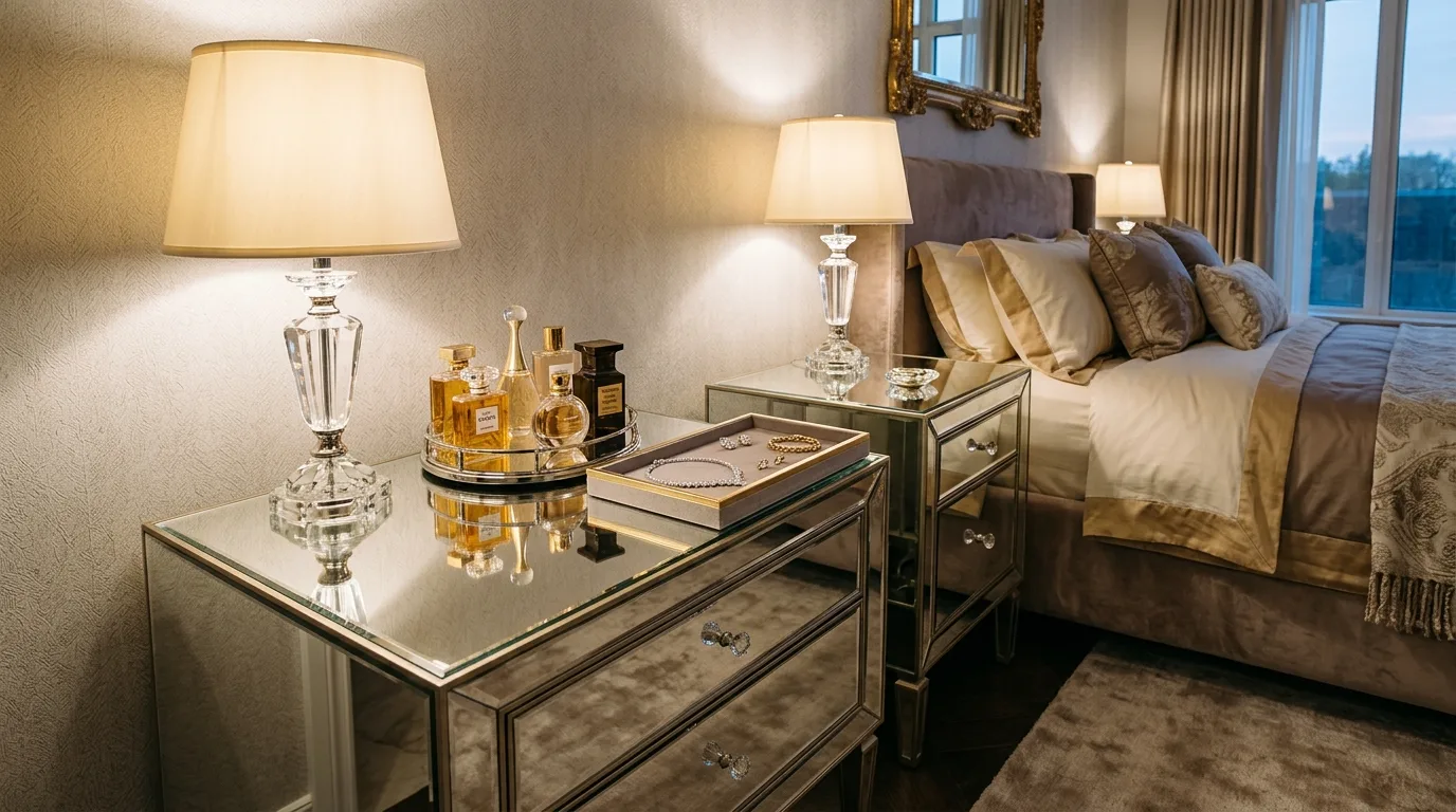 Use a tray for small essentials for 14 Best Nightstand Decor Ideas to Style Like a Designer