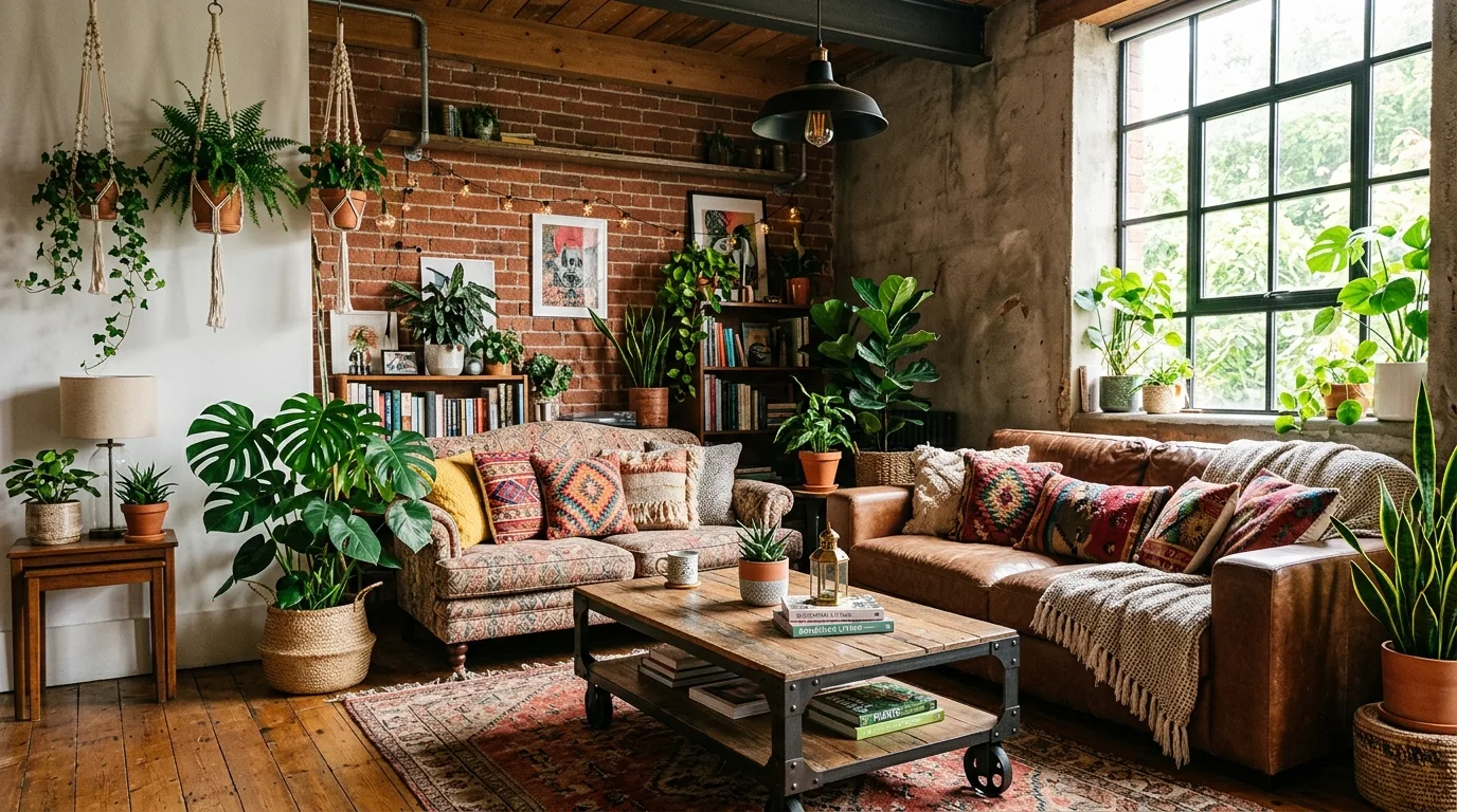 Keep decor a little eclectic for 14 Trendy Boho Industrial Living Room Ideas for Urban Style