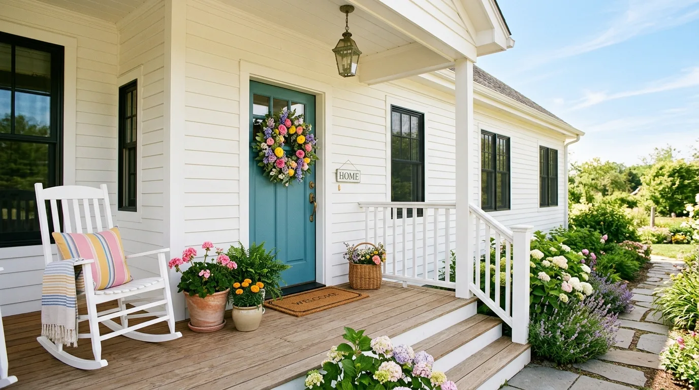 Use potted flowers generously for 13 Bright Spring Porch Ideas to Refresh Your Home's Entrance