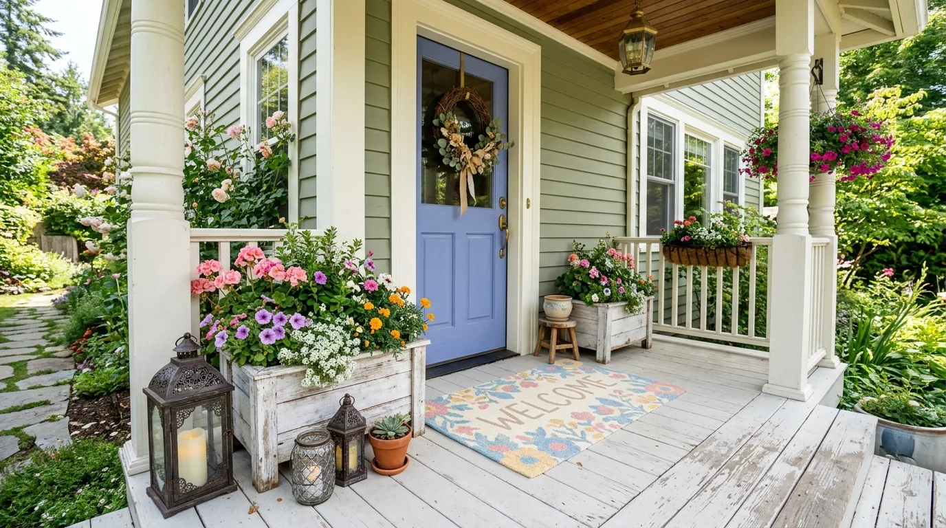 Try symmetrical planters by the door for 13 Bright Spring Porch Ideas to Refresh Your Home's Entrance