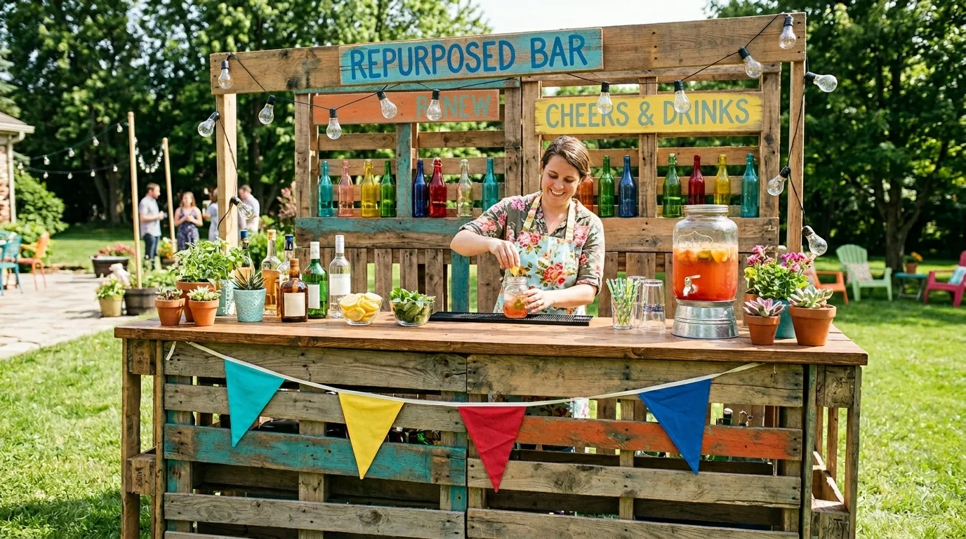 Build a pallet drink station or bar for 12 Budget DIY Patio Decoration Ideas for Summer Entertaining