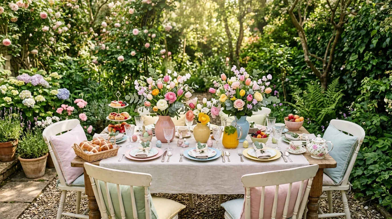 Let the table feel light and airy for 11 Charming Easter Decor Ideas for a Beautiful Spring Brunch