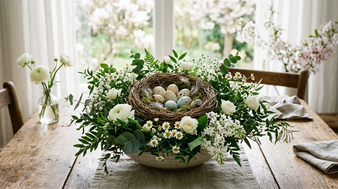 Create a windowsill or shelf vignette for 13 Cheerful Easter Decor Ideas for a Hoppy Spring Home
