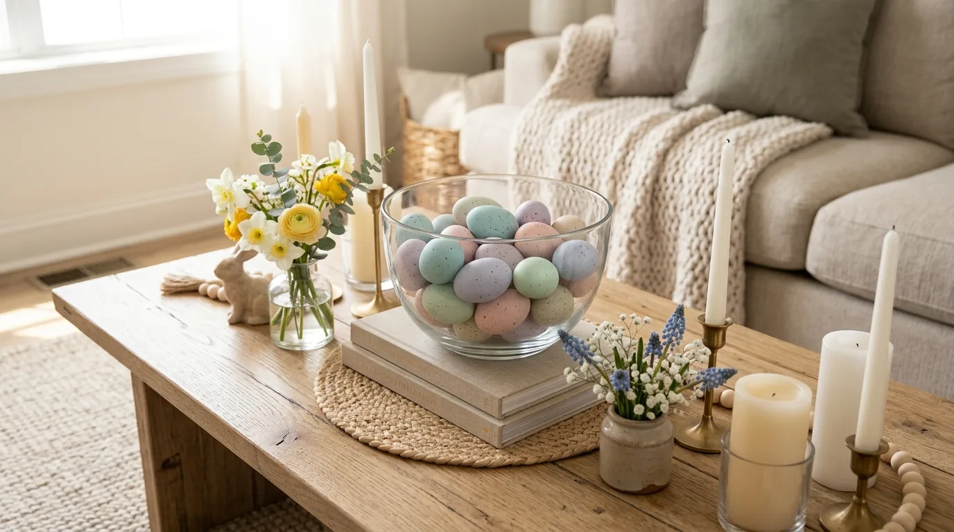 Carry the palette into soft furnishings for 13 Cheerful Easter Decor Ideas for a Hoppy Spring Home