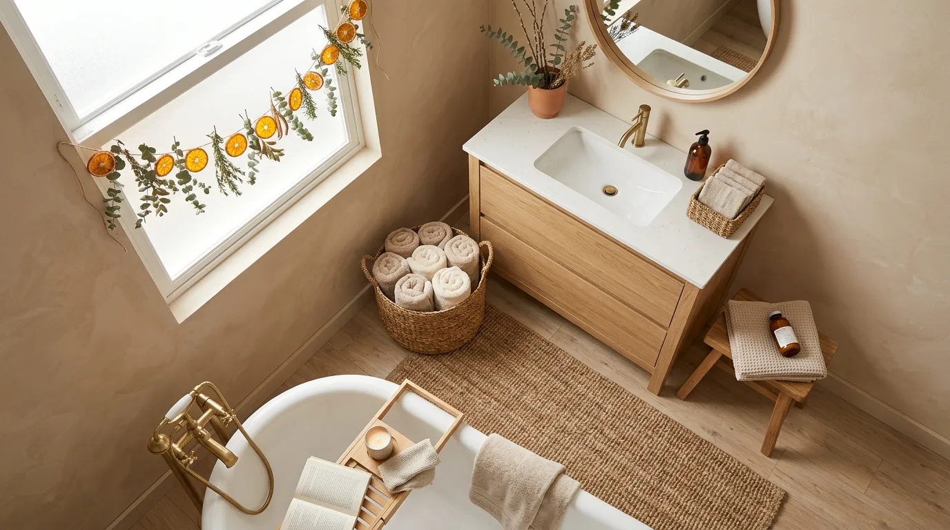 Try a winter-themed art swap for 11 Unexpected Christmas Bathroom Decor Ideas for Guests