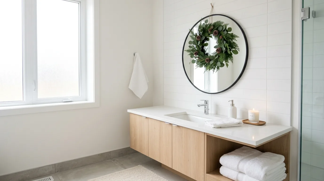 Use a candle or winter scent for 11 Unexpected Christmas Bathroom Decor Ideas for Guests