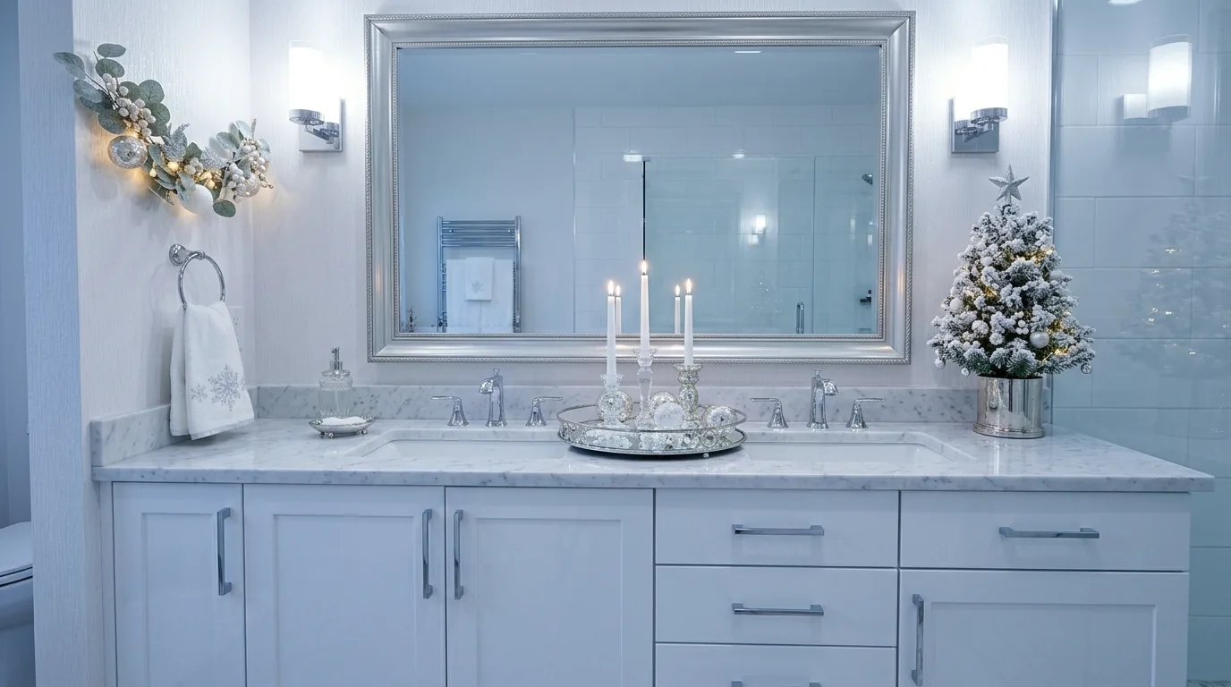 Keep the palette calm for 11 Unexpected Christmas Bathroom Decor Ideas for Guests