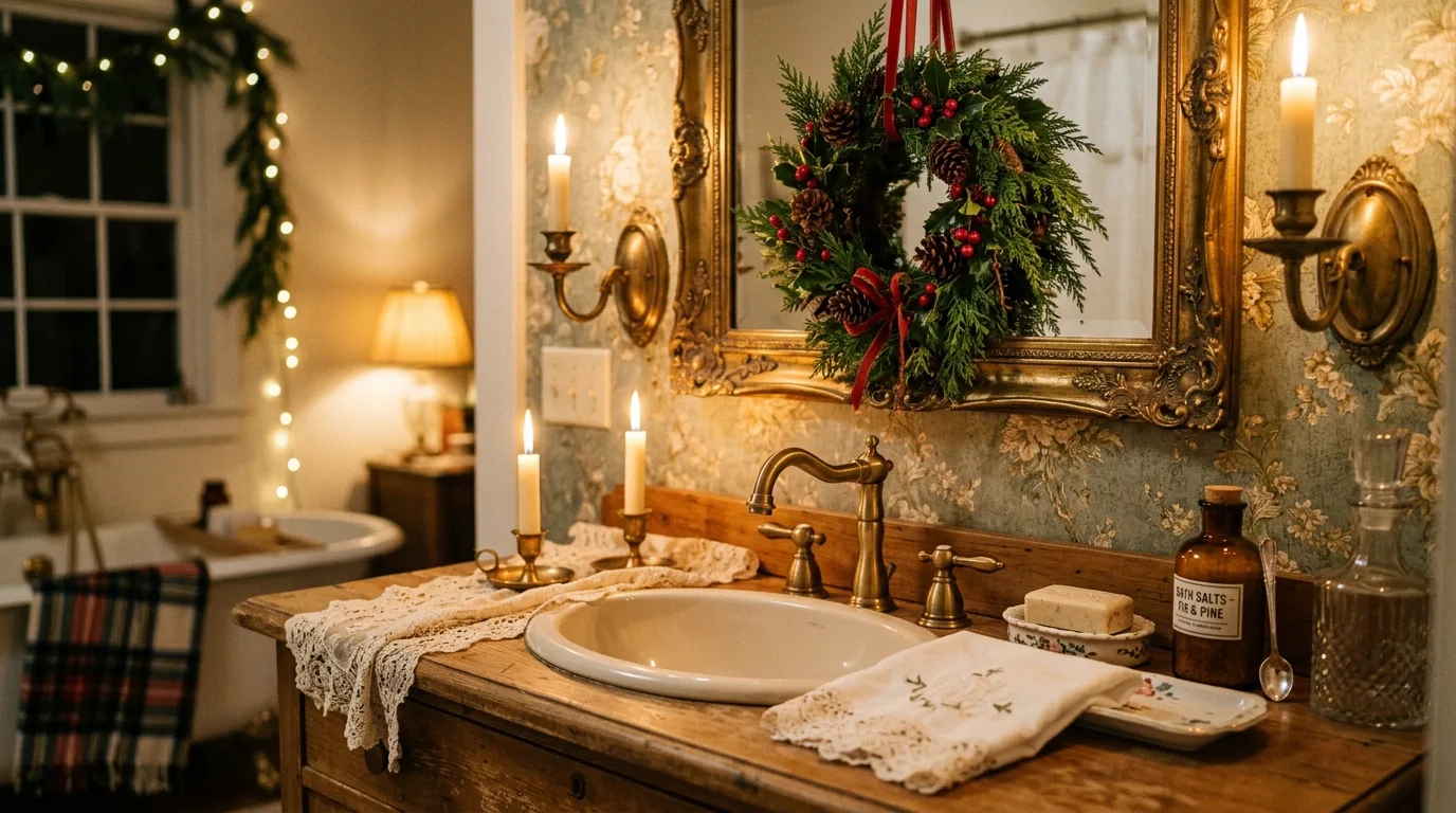 Use a basket for guest essentials for 11 Unexpected Christmas Bathroom Decor Ideas for Guests