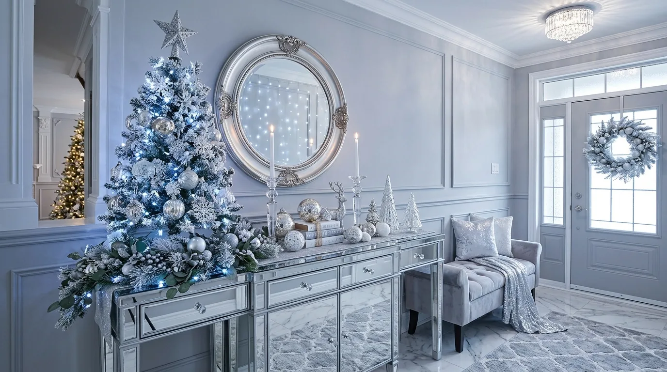 Style the mirror for Christmas for 14 Festive Christmas Entryway Decor Ideas for a Grand Welcome