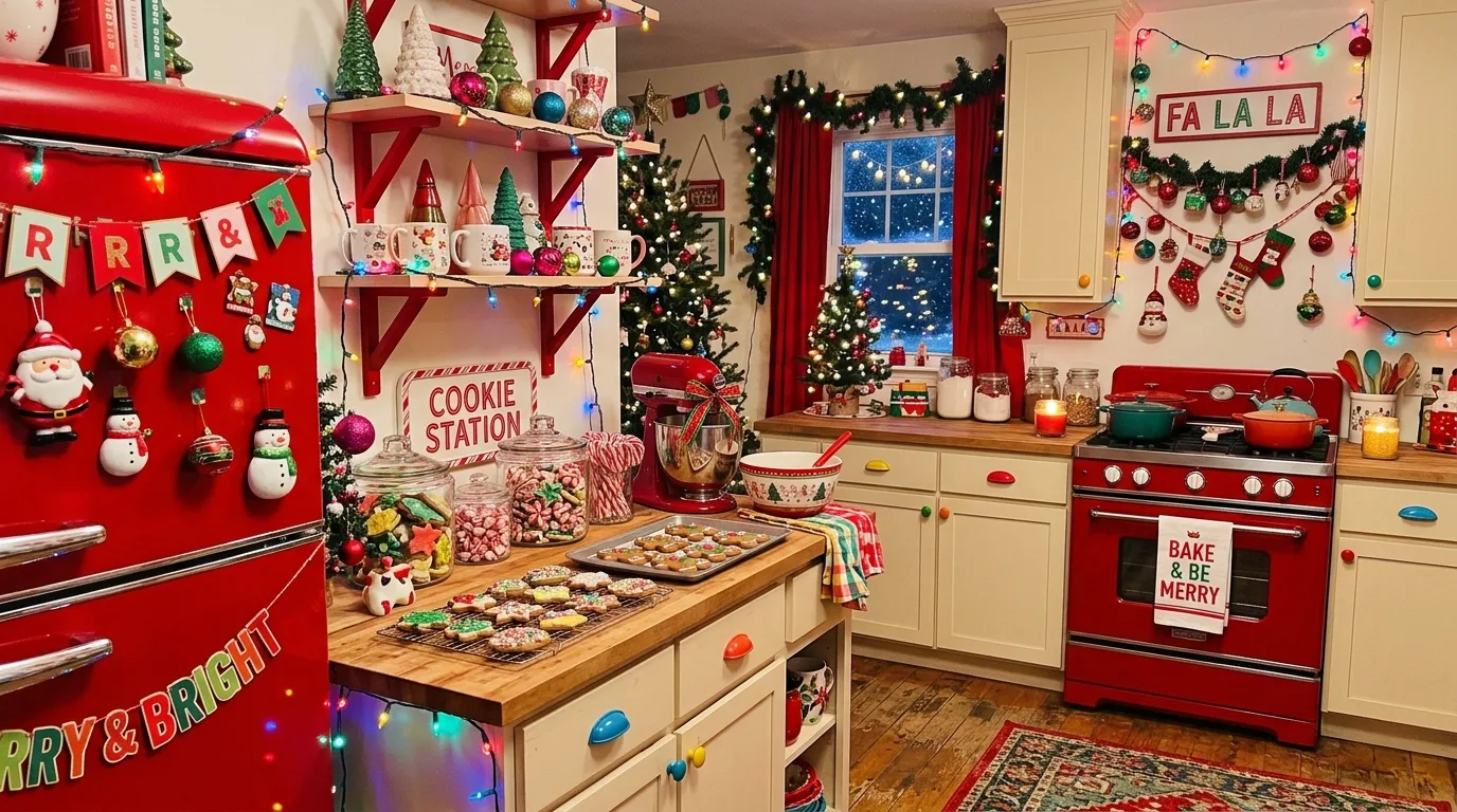 Keep enough workspace clear for 13 Jolly Christmas Kitchen Decor Ideas for Holiday Cooking