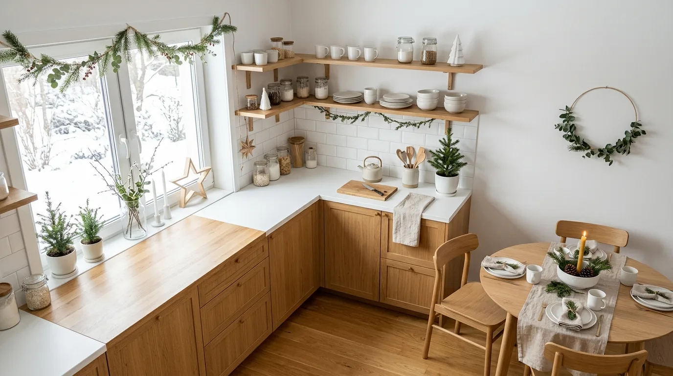 Use bowls of citrus, pinecones, or ornaments for 13 Jolly Christmas Kitchen Decor Ideas for Holiday Cooking