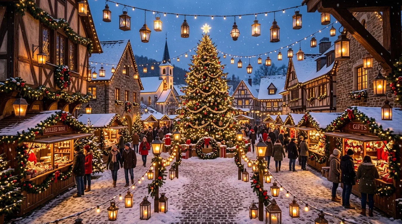 Layer lanterns with garland or crates for 11 Magical Christmas Lantern Decor Ideas for a Warm Glow