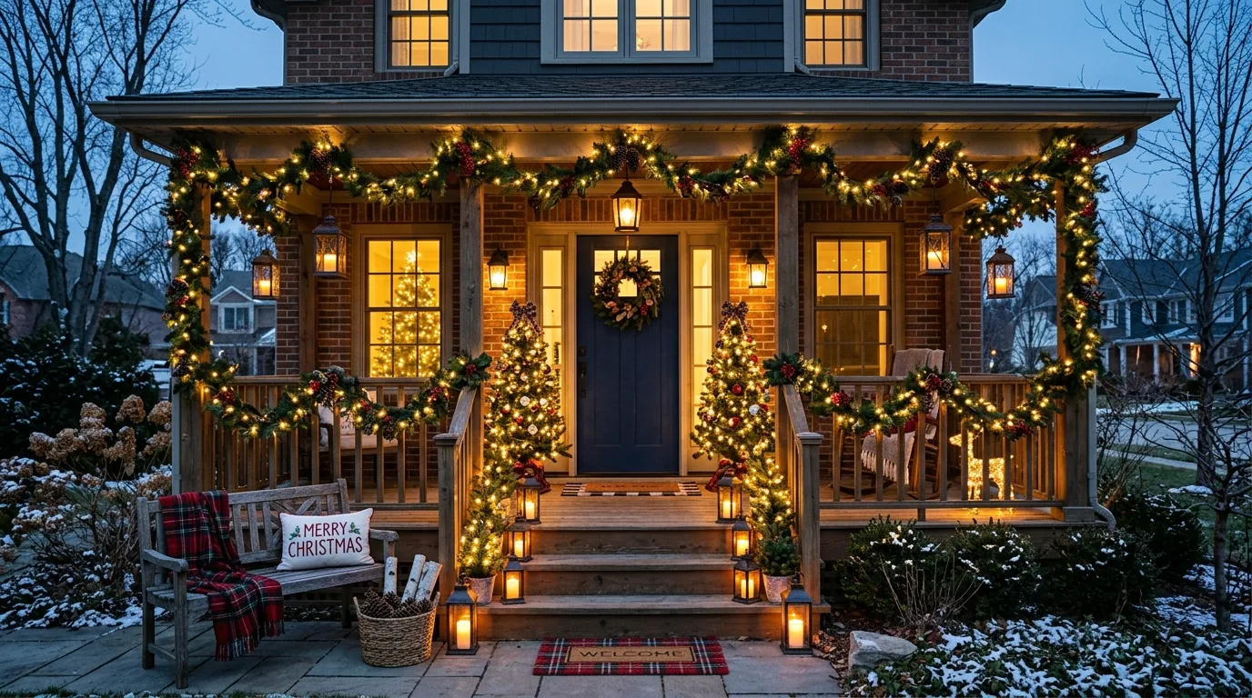 Mix wood or black metal for contrast for 11 Magical Christmas Lantern Decor Ideas for a Warm Glow