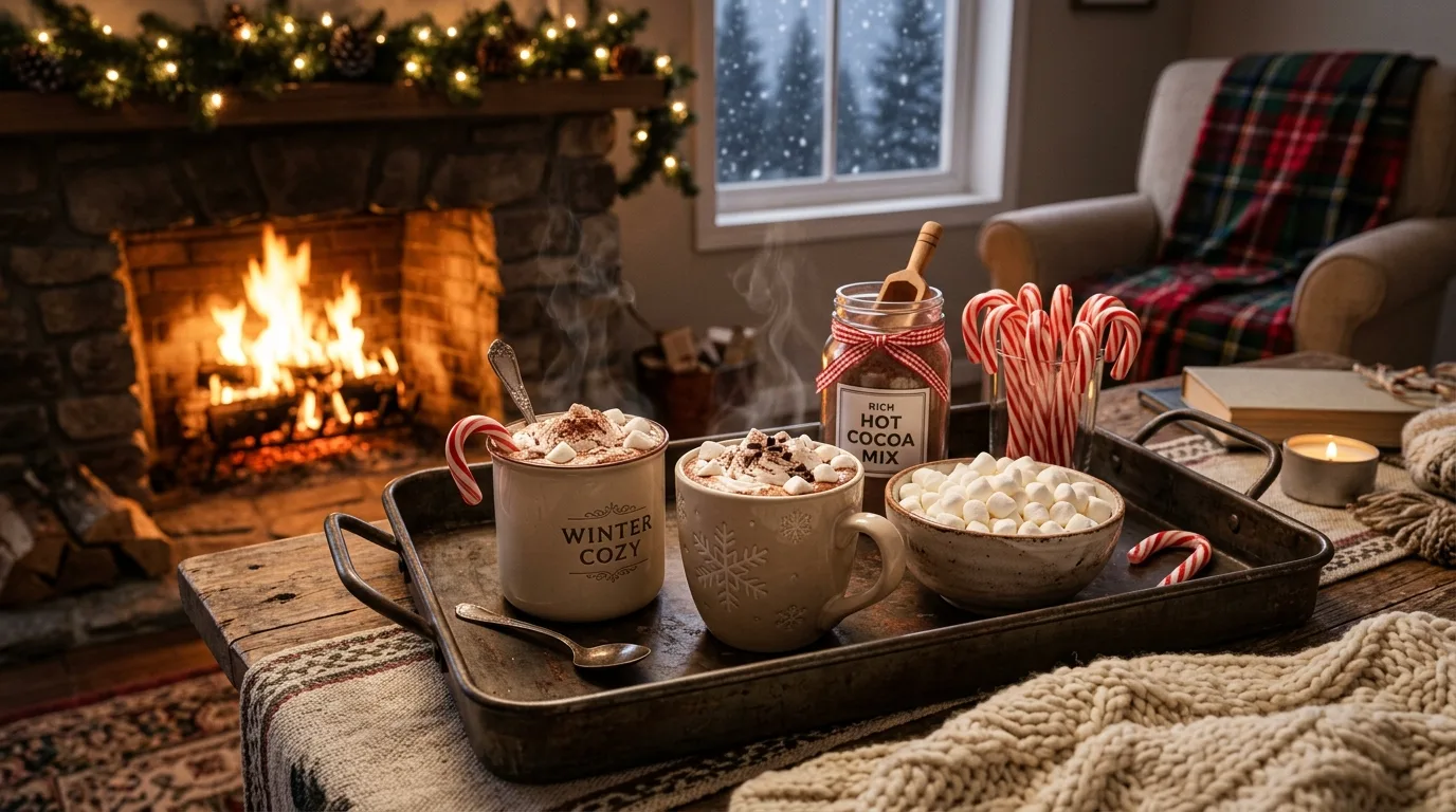 Try a mug and cocoa moment for 12 Simple Christmas Tray Decor Ideas for Easy Holiday Vignettes