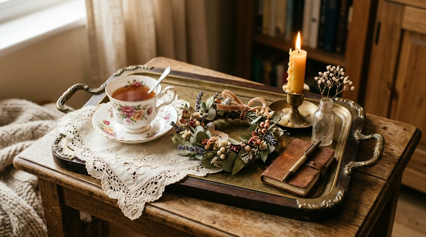 Let wood or wicker warm it up for 12 Simple Christmas Tray Decor Ideas for Easy Holiday Vignettes