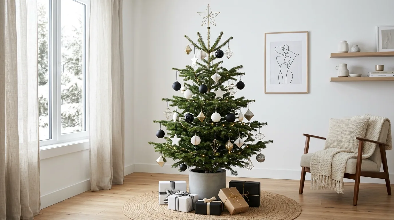 Lean rustic with wood and pinecones for 13 Gorgeous Christmas Tree Decor Ideas and Themes to Try