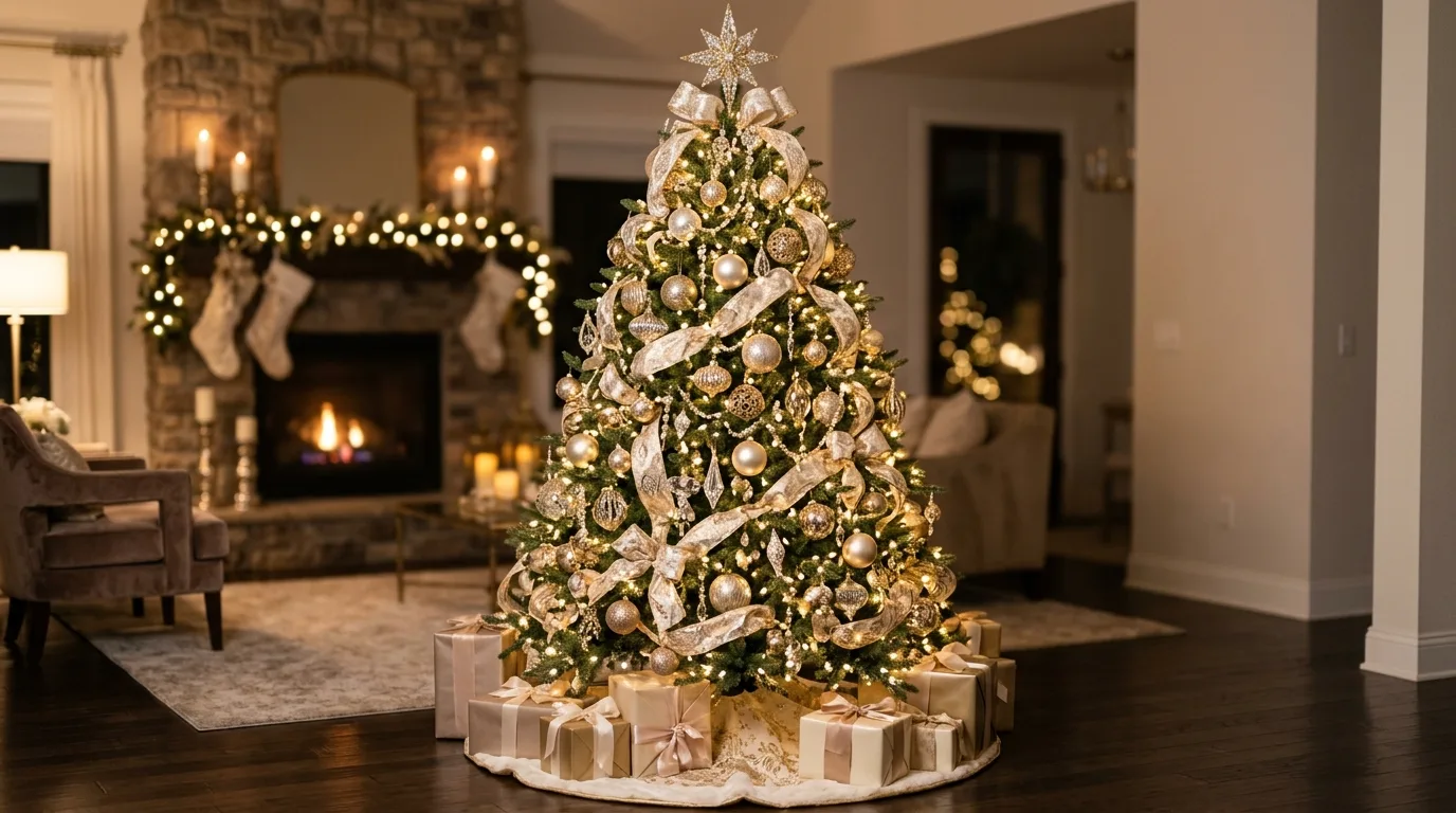 Use oversized ornaments for impact for 13 Gorgeous Christmas Tree Decor Ideas and Themes to Try