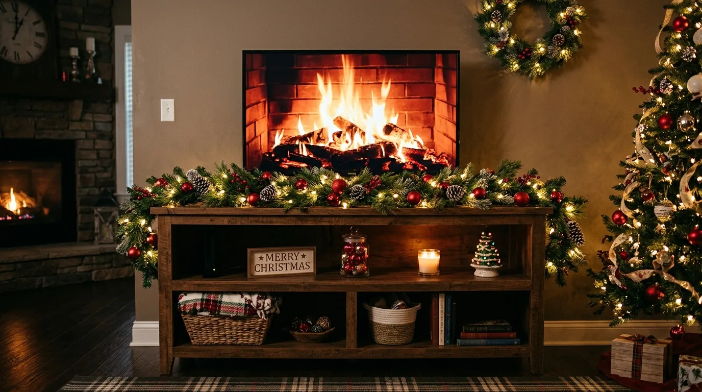 10 Clever Christmas TV Stand Decor Ideas to Frame the Fireplace Channel