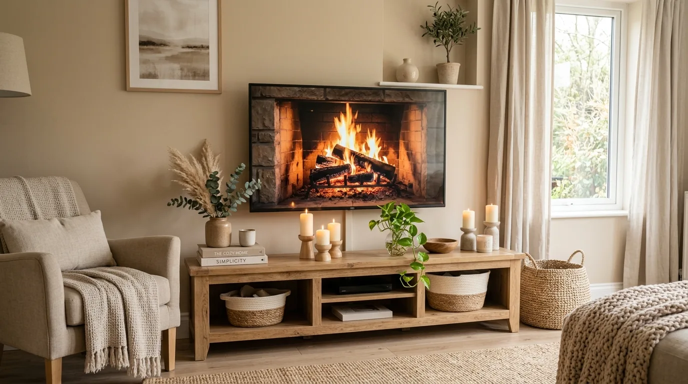 Use books or risers under decor for 10 Clever Christmas TV Stand Decor Ideas to Frame the Fireplace Channel