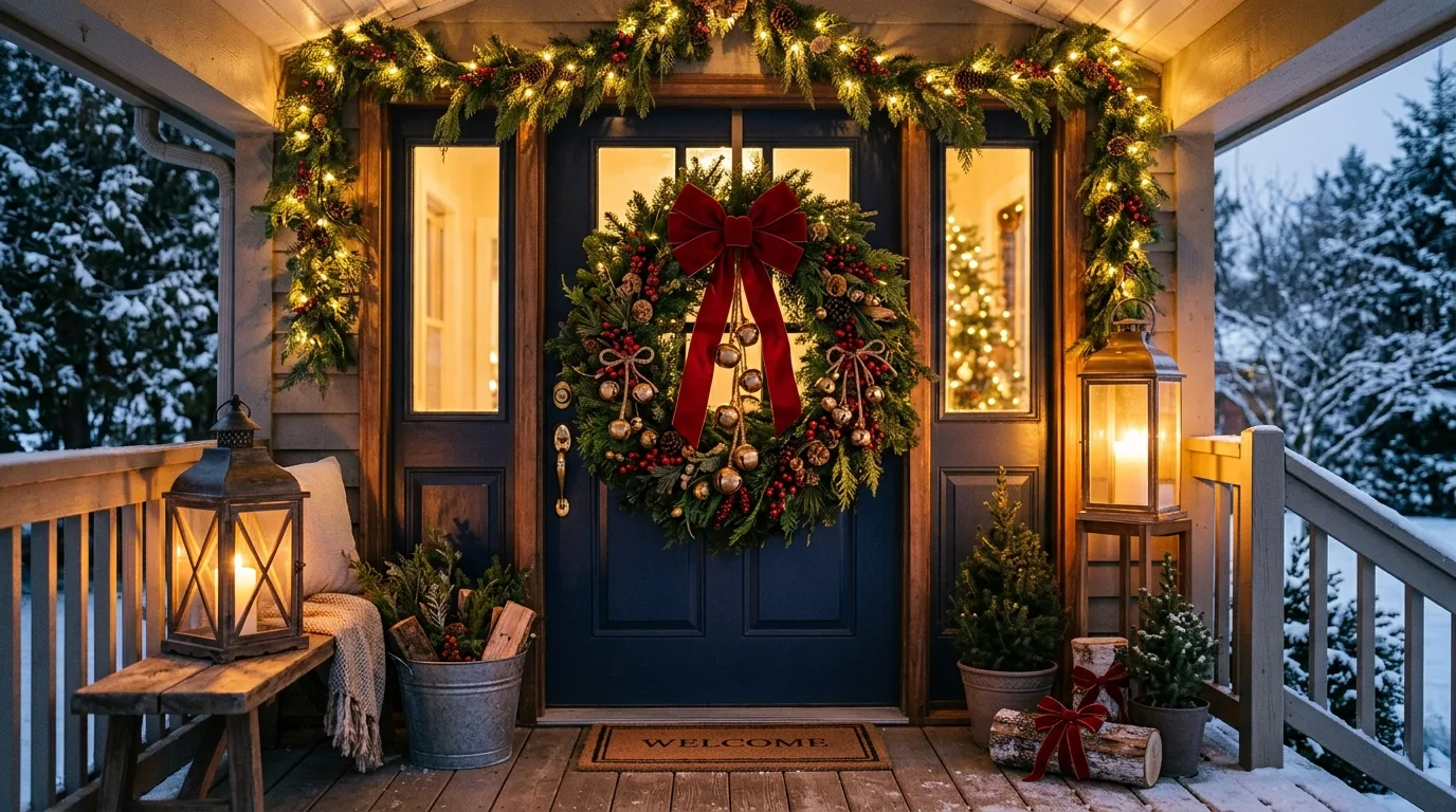 Scale it to the size of the door for 12 Stunning Christmas Wreath Decor Ideas for Your Front Door