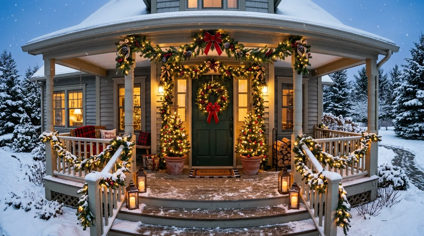 Coordinate it with planters or garland for 12 Stunning Christmas Wreath Decor Ideas for Your Front Door