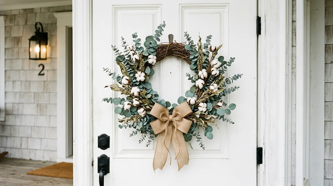 Add velvet ribbon for softness for 12 Stunning Christmas Wreath Decor Ideas for Your Front Door