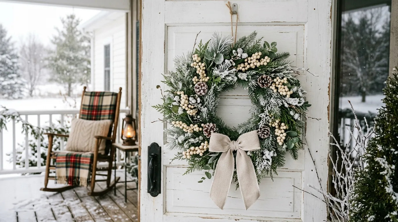 Try a grapevine base for rustic charm for 12 Stunning Christmas Wreath Decor Ideas for Your Front Door