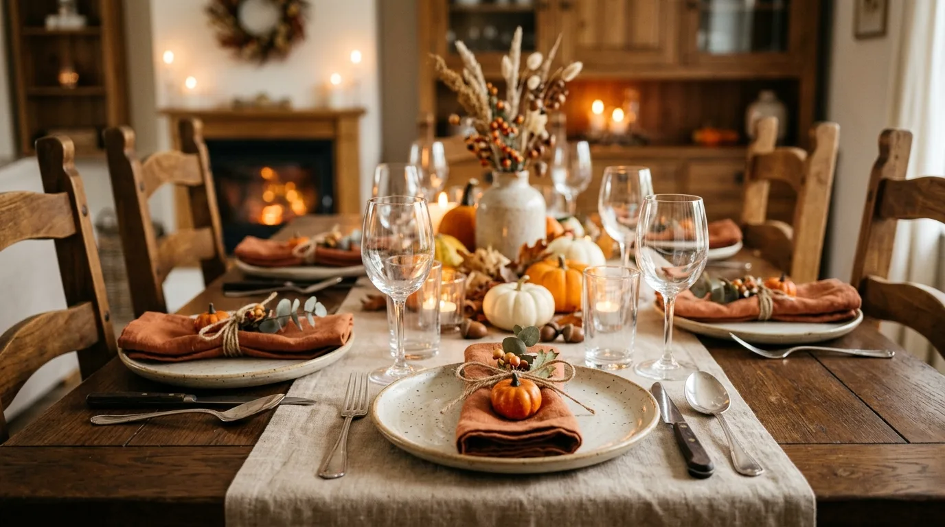 Bring in fall florals or leaves for 11 Classic Thanksgiving Decor Ideas for a Warm Family Gathering