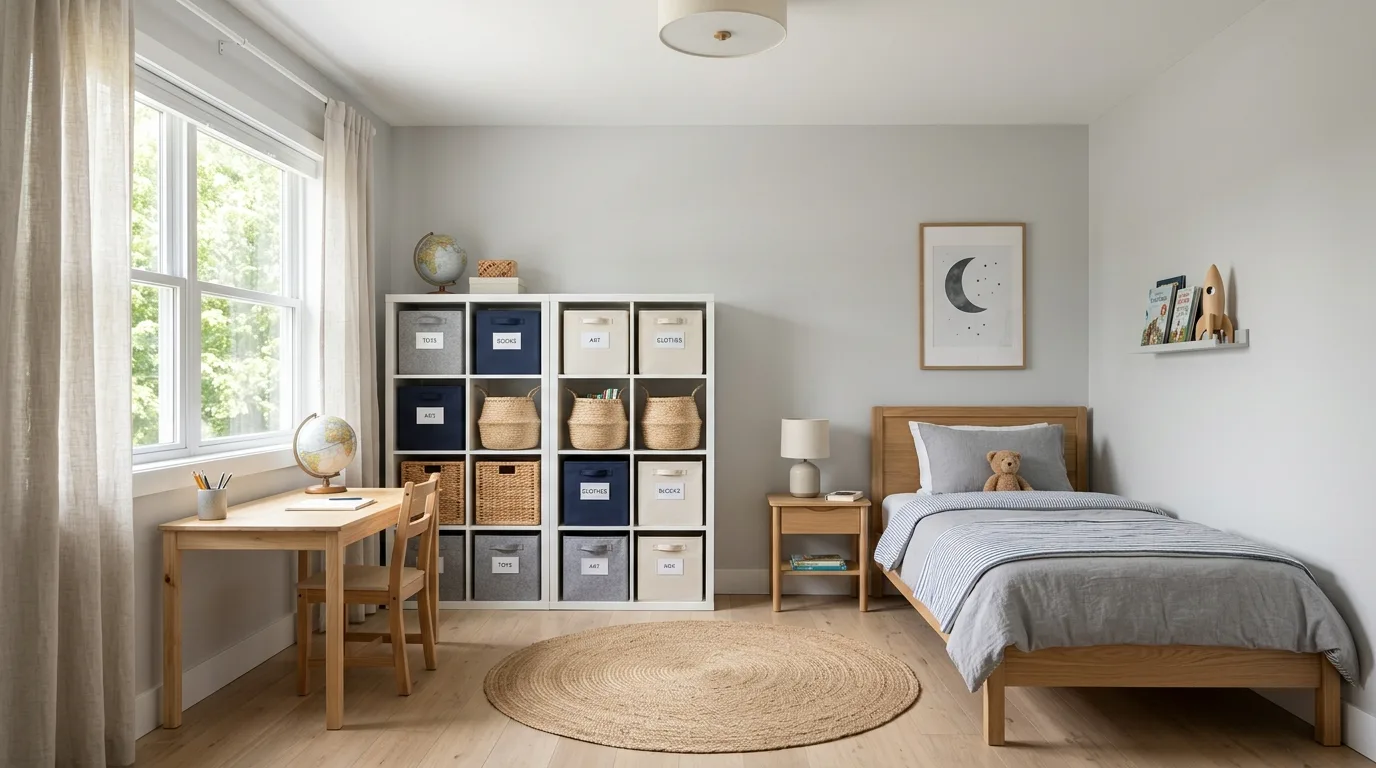 Use wall shelves for books and collections for 12 Cool Young Boys Bedroom Ideas He'll Actually Love