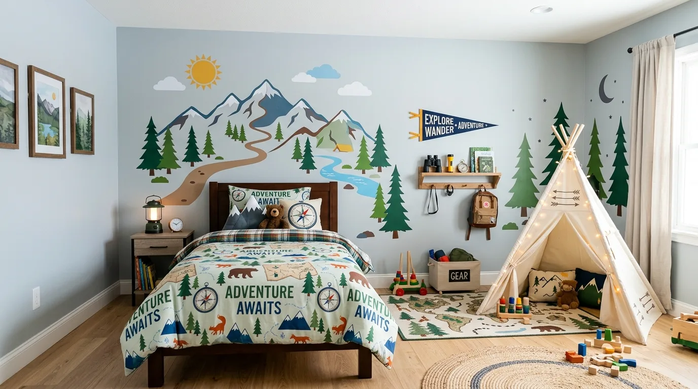 Try an adventure-inspired wall treatment for 12 Cool Young Boys Bedroom Ideas He'll Actually Love