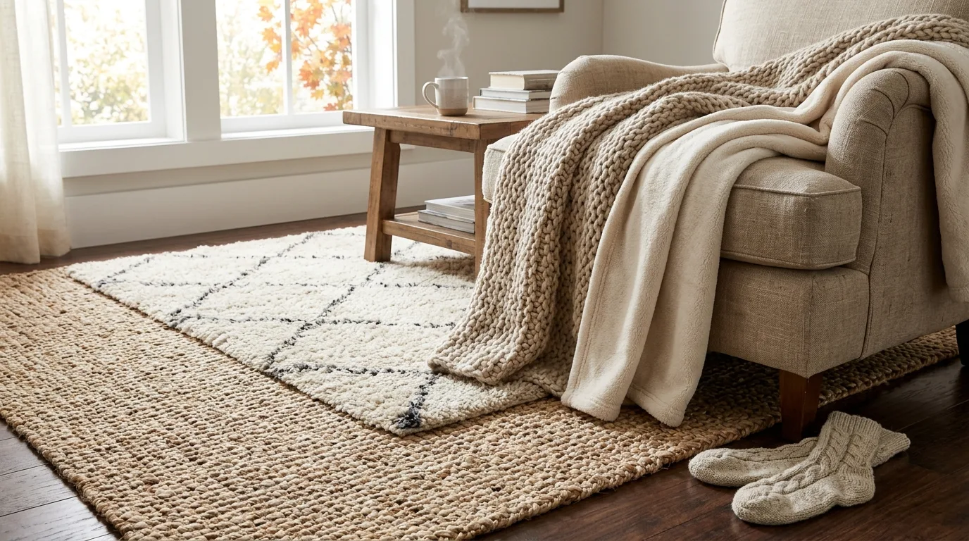 Use textured rugs and throws for 11 Cozy Fall Bedroom Ideas for a Warm Autumn Retreat
