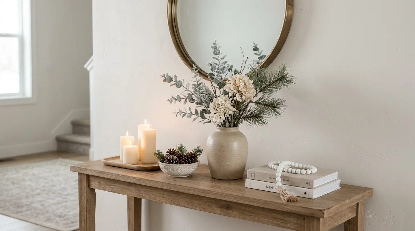 Use dining or coffee table styling lightly for 13 Cozy Winter Decor Ideas to Enjoy After the Holidays