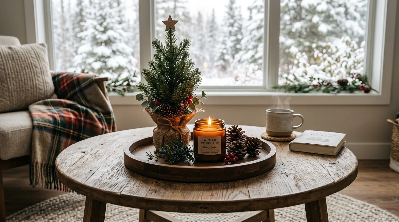 Add a favorite mug or tea setup for 11 Cozy Winter Tray Decor Ideas for a Hygge Home Vibe