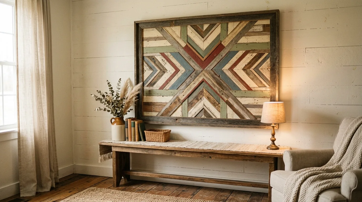 Repurpose scrap wood into rustic art for 14 Creative DIY Wall Art Ideas to Decorate on a Dime