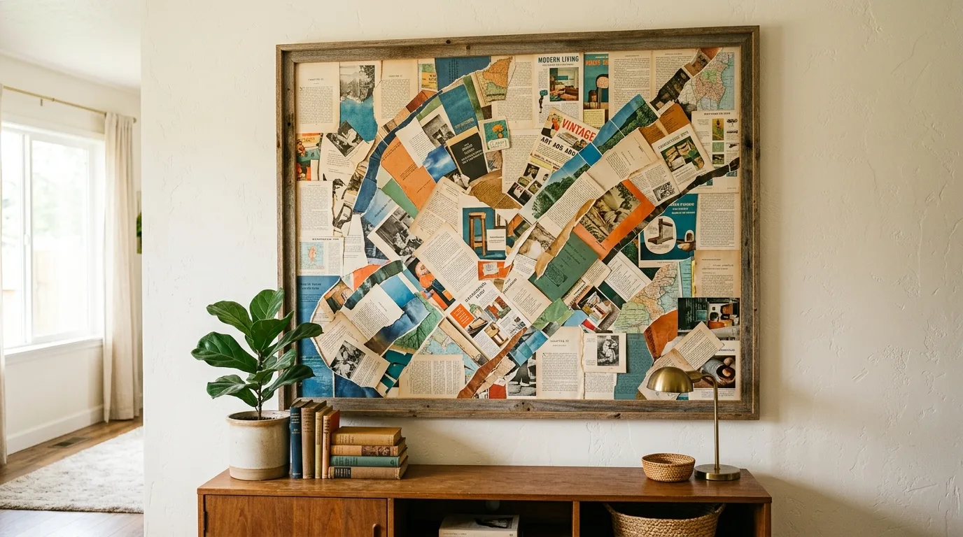 Make a collage from old pages for 14 Creative DIY Wall Art Ideas to Decorate on a Dime