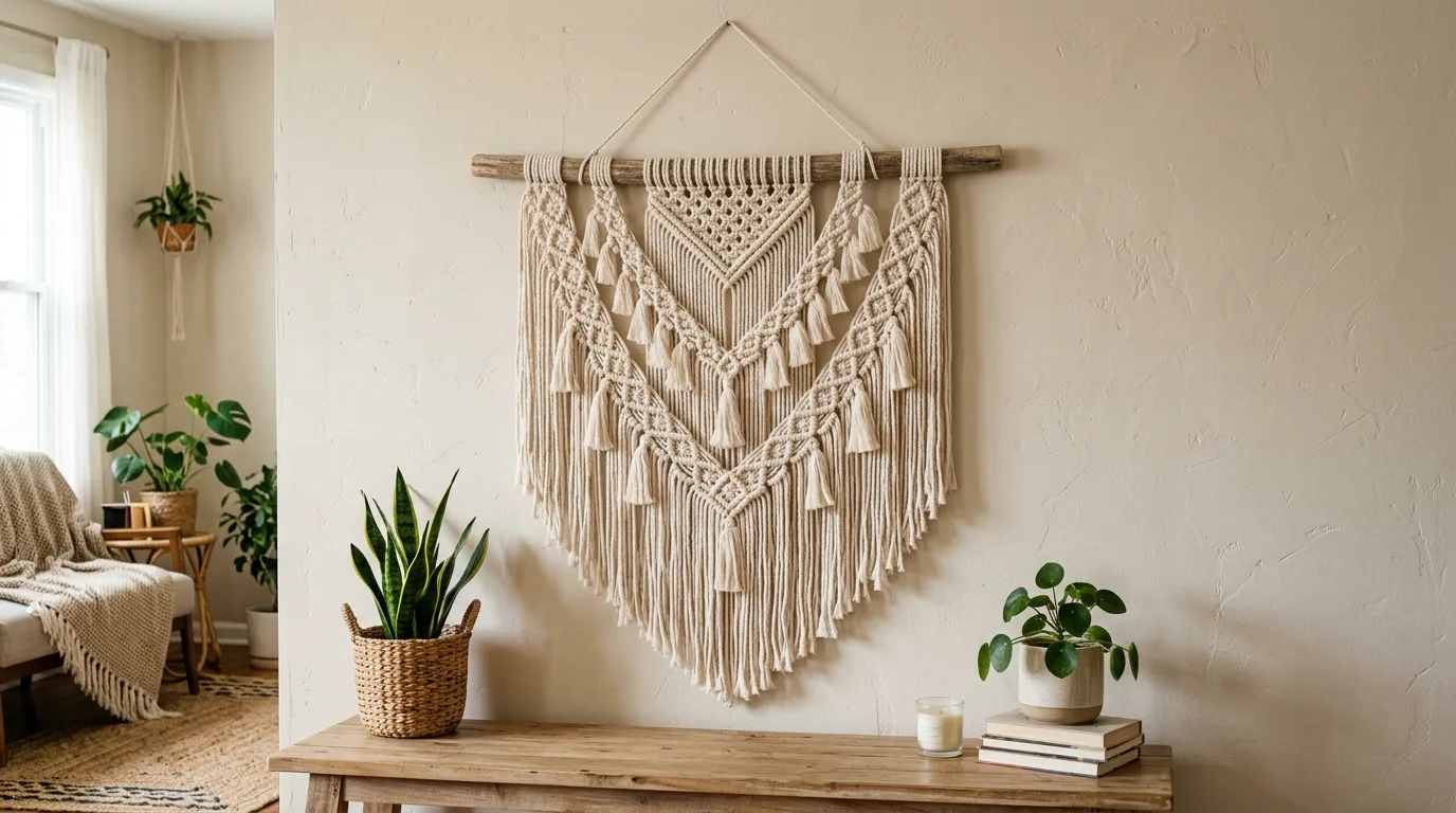 Use macrame or yarn texture for 14 Creative DIY Wall Art Ideas to Decorate on a Dime