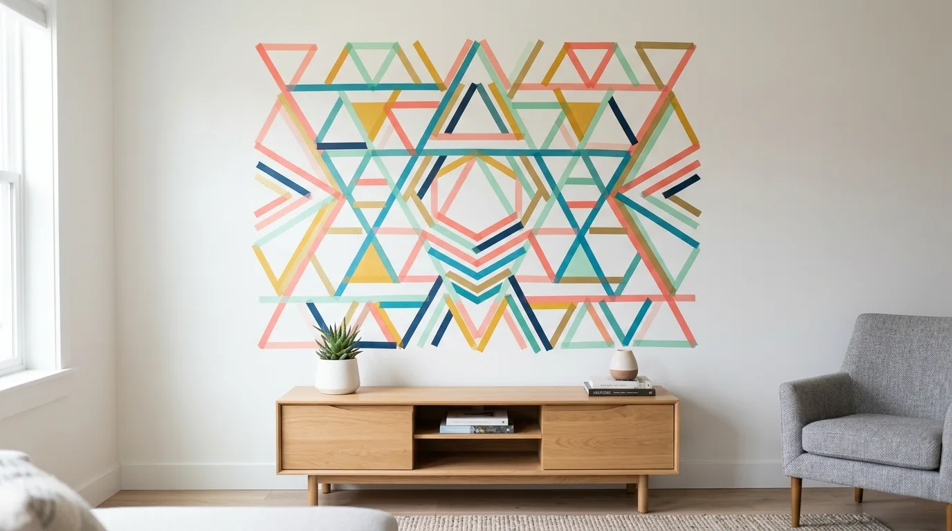 Try temporary washi tape shapes for 14 Creative DIY Wall Art Ideas to Decorate on a Dime